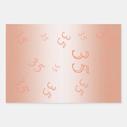 Koraal Gem en Glitter 35th Wedding Jubileum Inpakpapier Vel (Voorkant)