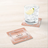 Koraal Gem en Glitter 35th Wedding Jubileum Kartonnen Onderzetters (Insitu)