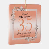 Koraal Gem en Glitter 35th Wedding Jubileum Keramisch Ornament (Rechts)