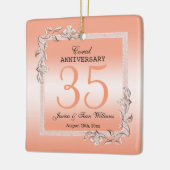 Koraal Gem en Glitter 35th Wedding Jubileum Keramisch Ornament (Links)