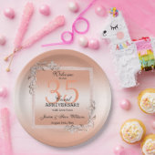 Koraal Gem en Glitter 35th Wedding Jubileum Papieren Bordje (Feest)