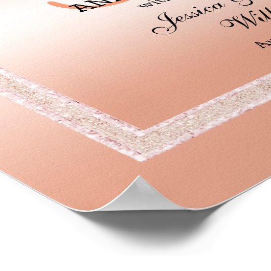 Koraal Gem en Glitter 35th Wedding Jubileum Poster (Hoek)