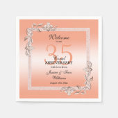 Koraal Gem en Glitter 35th Wedding Jubileum Servet (Voorkant)