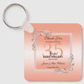 Koraal Gem en Glitter 35th Wedding Jubileum Sleutelhanger (Voorkant)