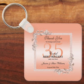 Koraal Gem en Glitter 35th Wedding Jubileum Sleutelhanger (Voorkant)