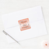 Koraal Gem en Glitter 35th Wedding Jubileum Vierkante Sticker (Envelop)
