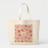 Koraal gemengd seashell patroon-aangepaste monogra grote tote bag (Voorkant)