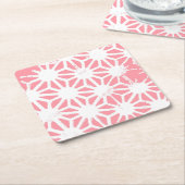 Koraal geometrisch patroon kartonnen onderzetters (Schuin)