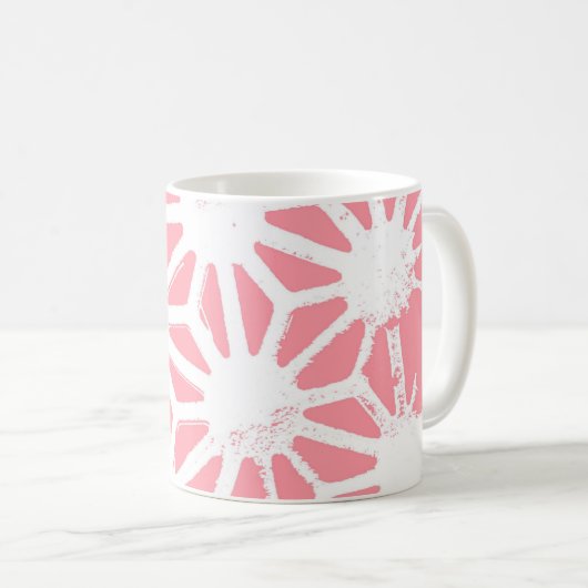 Koraal geometrisch patroon koffiemok (Voorkant rechts)