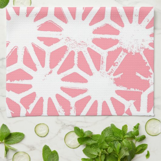 Koraal geometrisch patroon theedoek (Gevouwen)