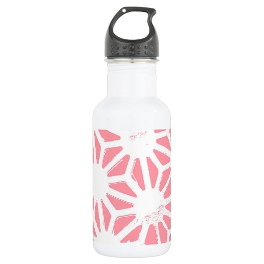 Koraal geometrisch patroon waterfles  (Voorkant)