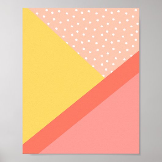 Koraal Geometrische daglicht Moderne Colorblock Ar Poster (Voorkant)