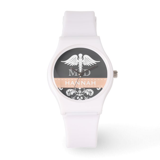 KORAAL GEPERSONALISEERDE ARTS CADUCEUS CHALKBOARD HORLOGE (Voorkant)
