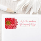 Koraal Gerbera Daisy Bruiloft Retouradres Label (Insitu)