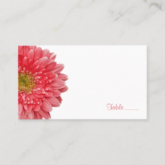 Koraal Gerbera Gerber Daisy Wedding Place Card Plaatskaartje (Voorkant)