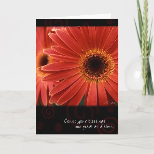 Koraal Gerbera met Citaat, door Anna Wight Kaart (Voorkant)