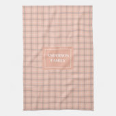 Koraal geruite handdoek met eigen naam chic accent (Verticaal)