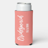 Koraal gestileerde bruiloft bruidsmeisje seltzer blikjeskoeler (Seltzer Achterkant)