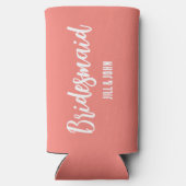 Koraal gestileerde bruiloft bruidsmeisje seltzer blikjeskoeler (Achterkant)