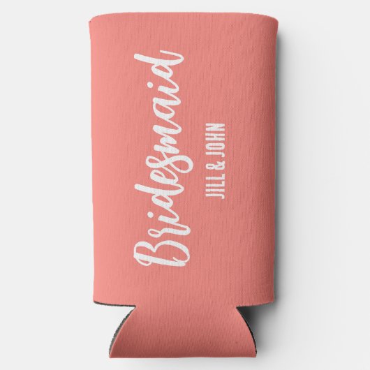 Koraal gestileerde bruiloft bruidsmeisje seltzer blikjeskoeler (Achterkant)