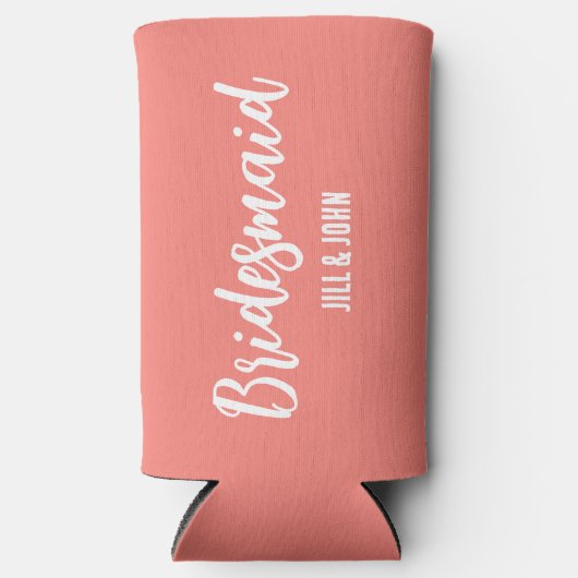 Koraal gestileerde bruiloft bruidsmeisje seltzer blikjeskoeler (Voorkant)