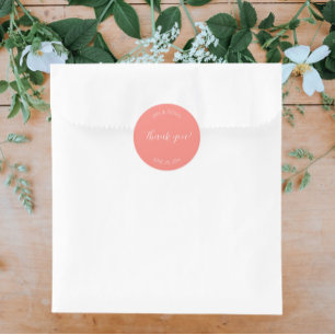 Koraal gestileerde bruiloft dank u ronde sticker