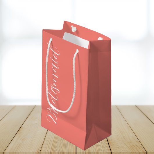 Koraal gestileerde script bruiloft bruidsmeisje klein cadeauzakje