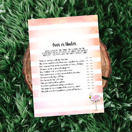 Koraal gestreept flamingo onder Baby shower Kaart