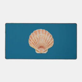 Koraal getinte sint-jakobsschelp Oceaanblauw dekma Bureaumat