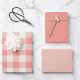 Koraal Gingham Inpakpapier Vel