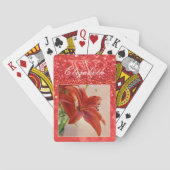 Koraal Girly Glitter Sparkles Monogram Aangepaste  Pokerkaarten (Achterkant)