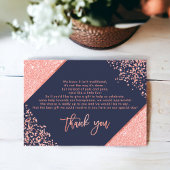 Koraal glitter confetti navy blauwe bruiloft dank  kaart