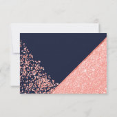 Koraal glitter confetti navy blauwe bruiloft dank  kaart (Achterkant)