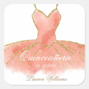 Koraal Glitter Gown Quinceanera Sticker