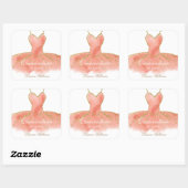 Koraal Glitter Gown Quinceanera Sticker (Vel)