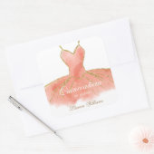 Koraal Glitter Gown Quinceanera Sticker (Envelop)