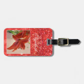 Koraal Glitter Initiaal Monogram Aangepast Lily Fo Bagagelabel (Voorkant horizontaal)