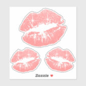 Koraal Glitter Lippen - Kiss-Cut Sticker (Vel)