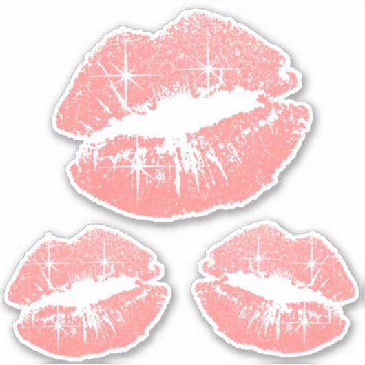 Koraal Glitter Lippen - Kiss-Cut Sticker (Voorkant)