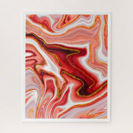 Koraal Goud Abstract Marmer Vloeibare Kunst Legpuzzel