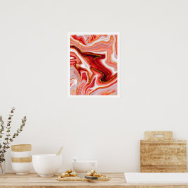 Koraal Goud Abstract Marmer Vloeibare Kunst Poster