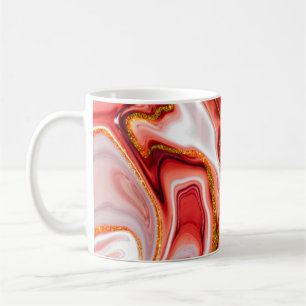 Koraal Goud Abstract Marmer Vloeiende Kunst Koffiemok