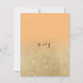 Koraal goud glitter zwart script ombre bruiloft kaart (Achterkant)