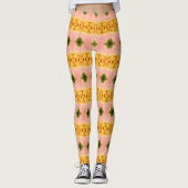 Koraal Goud Groen en Perzik Leggings (Voorkant)