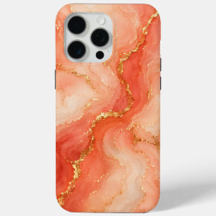 Koraal Goud Marmer Rivier Abstract iPhone 15 Pro Max Hoesje