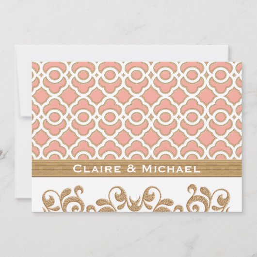 Koraal Goud Marokkaanse Koppels Huwelijksdouche Kaart (Achterkant)