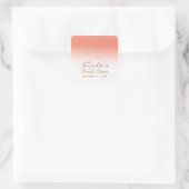 Koraal & Goud Moderne Bruiloftsshower Feest Glamou Vierkante Sticker (Tas)