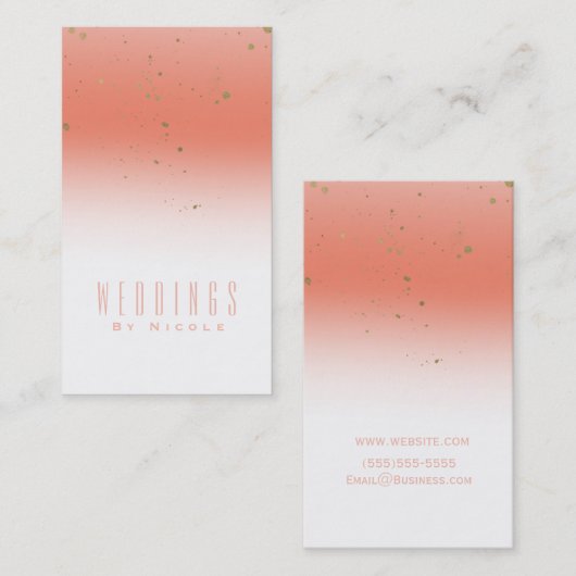 Koraal & Goud Sinaasappel Modern Glam Chique Glamo Visitekaartje (Voorkant / Achterkant)