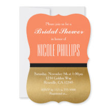 Koraal Goud & Zwarte Moderne Glam Chic Uitnodiging