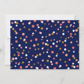 Koraal & Gouden Confetti Stippen Blauwe Verjaardag Kaart (Achterkant)